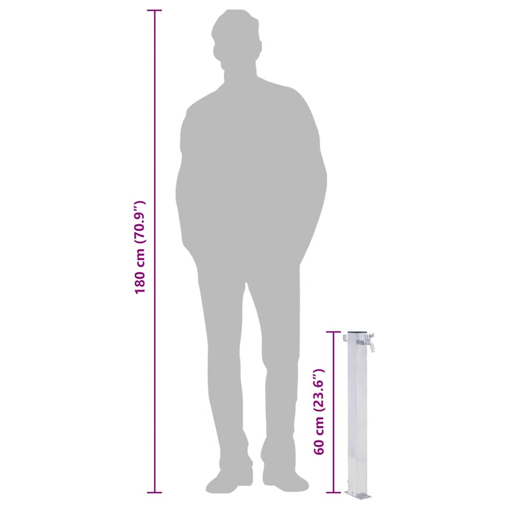 Garden Water Column 60 cm Stainless Steel Square