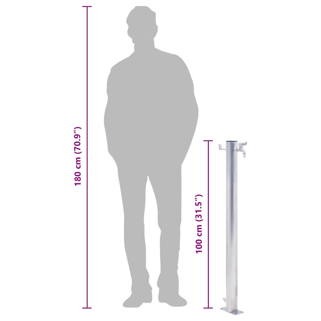 Garden Water Column 100 cm Stainless Steel Round