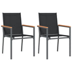 3 Piece Garden Dining Set Black Textilene and Steel