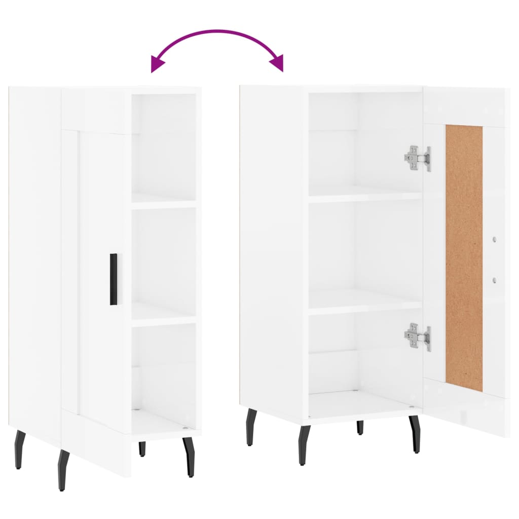 Sideboard High Gloss White 34.5x34x90 cm Engineered Wood