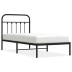 Metal Bed Frame without Mattress with Headboard Black 90x200cm
