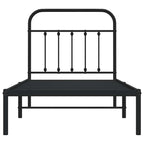 Metal Bed Frame without Mattress with Headboard Black 90x200cm