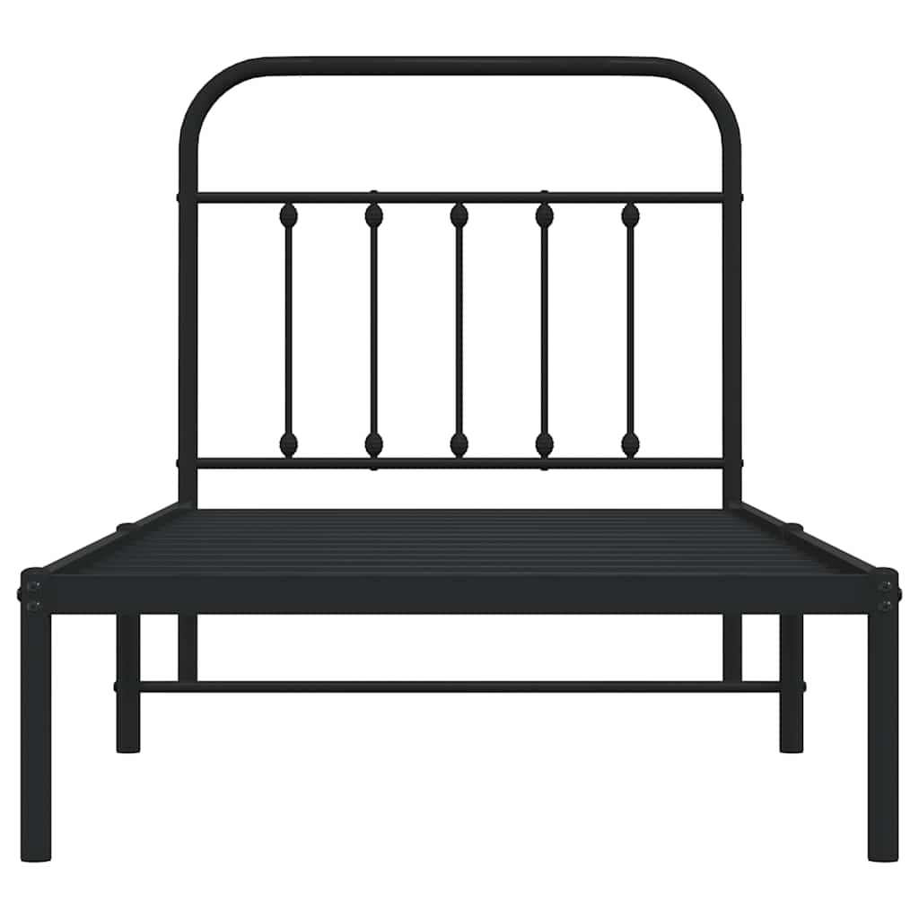 Metal Bed Frame without Mattress with Headboard Black 90x200cm