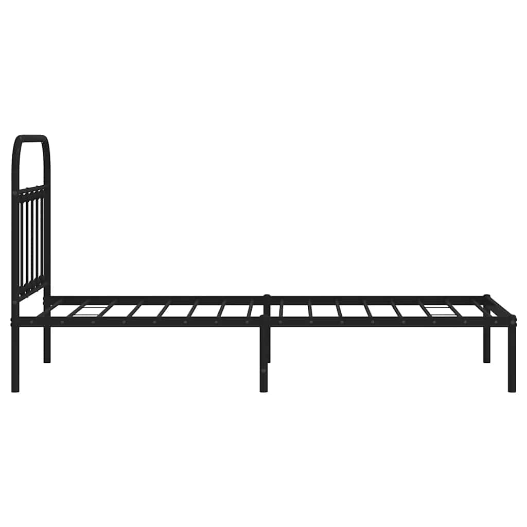 Metal Bed Frame without Mattress with Headboard Black 90x200cm