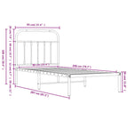 Metal Bed Frame without Mattress with Headboard Black 90x200cm