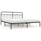Metal Bed Frame without Mattress with Headboard Black 193x203cm