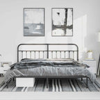 Metal Bed Frame without Mattress with Headboard Black 193x203cm