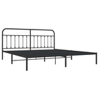 Metal Bed Frame without Mattress with Headboard Black 193x203cm