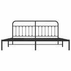 Metal Bed Frame without Mattress with Headboard Black 193x203cm