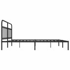 Metal Bed Frame without Mattress with Headboard Black 193x203cm