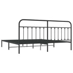 Metal Bed Frame without Mattress with Headboard Black 193x203cm