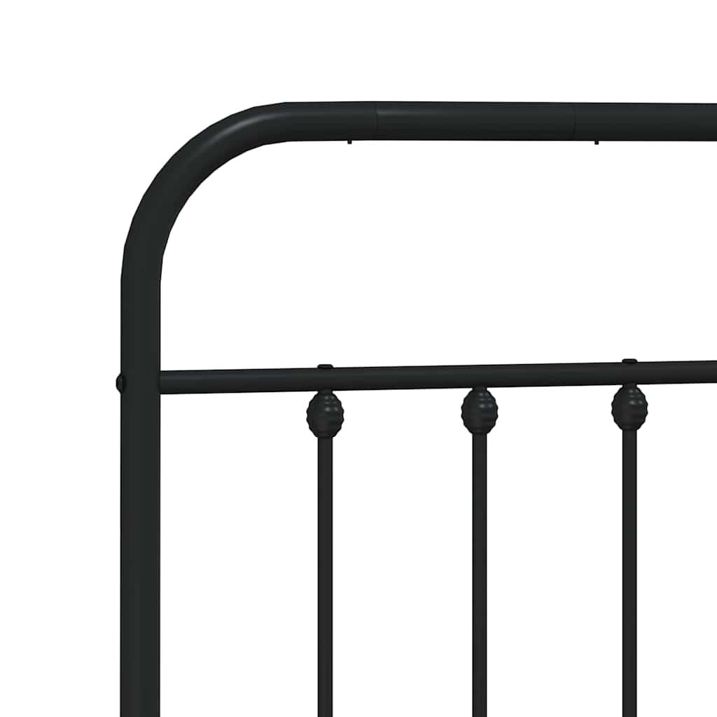 Metal Bed Frame without Mattress with Headboard Black 193x203cm