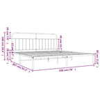 Metal Bed Frame without Mattress with Headboard Black 193x203cm