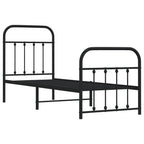 Metal Bed Frame without Mattress with Footboard Black 75x190cm