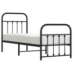 Metal Bed Frame without Mattress with Footboard Black 75x190cm