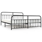 Metal Bed Frame without Mattress with Footboard Black 200x200cm