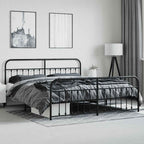 Metal Bed Frame without Mattress with Footboard Black 200x200cm
