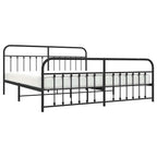 Metal Bed Frame without Mattress with Footboard Black 200x200cm