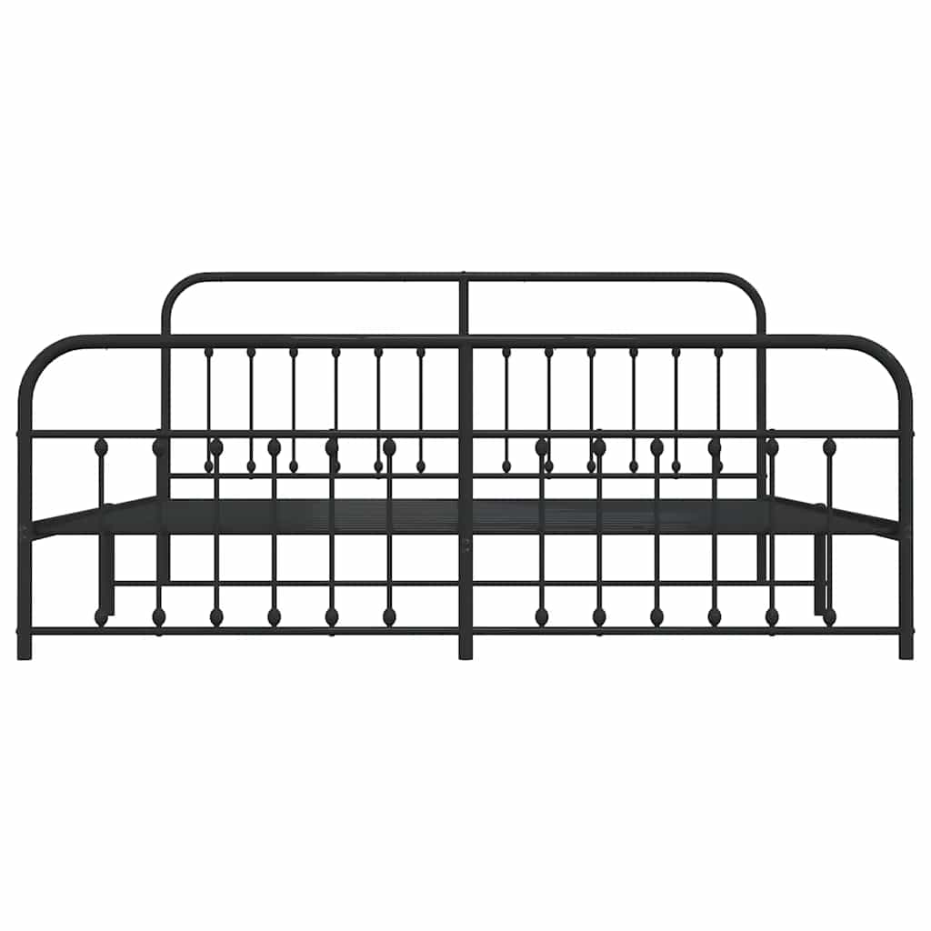 Metal Bed Frame without Mattress with Footboard Black 200x200cm