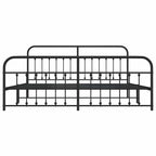Metal Bed Frame without Mattress with Footboard Black 200x200cm