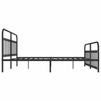 Metal Bed Frame without Mattress with Footboard Black 200x200cm