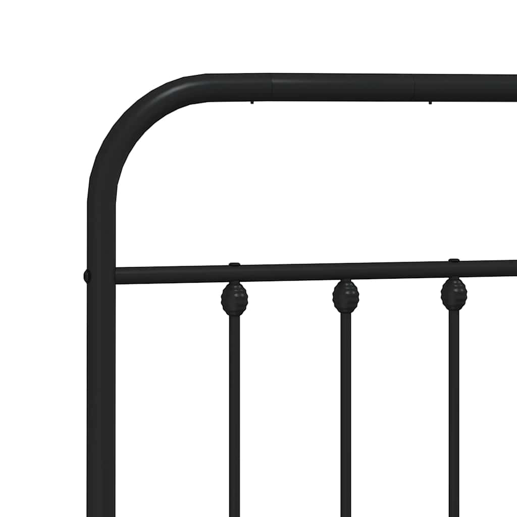 Metal Bed Frame without Mattress with Footboard Black 200x200cm
