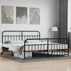 Metal Bed Frame without Mattress with Footboard Black 200x200cm