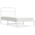 Metal Bed Frame without Mattress with Headboard White 100x190cm