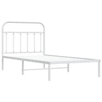 Metal Bed Frame without Mattress with Headboard White 100x190cm