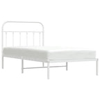 Metal Bed Frame without Mattress with Headboard White 100x190cm