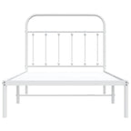 Metal Bed Frame without Mattress with Headboard White 100x190cm