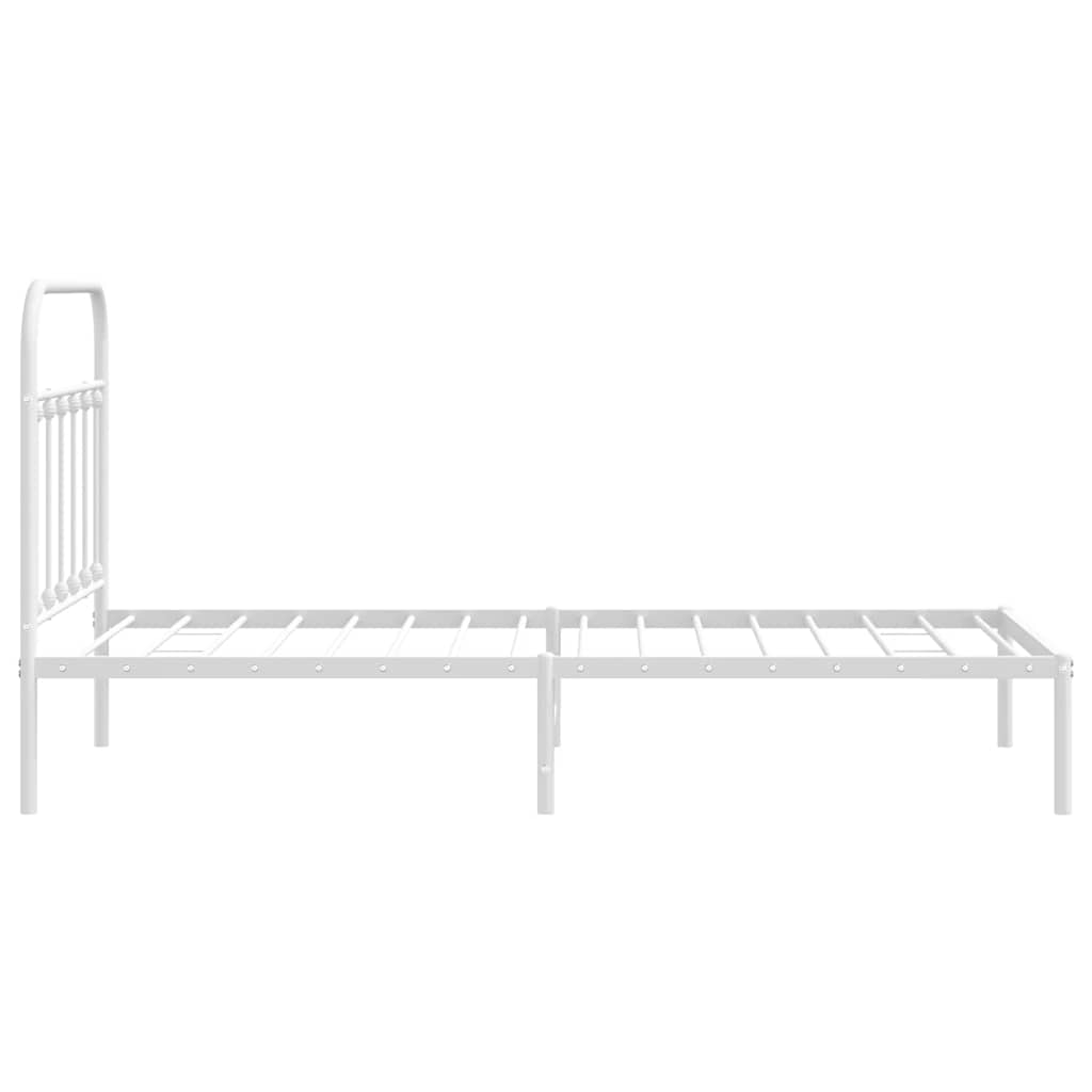 Metal Bed Frame without Mattress with Headboard White 100x190cm