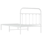 Metal Bed Frame without Mattress with Headboard White 100x190cm