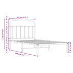 Metal Bed Frame without Mattress with Headboard White 100x190cm