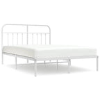 Metal Bed Frame without Mattress with Headboard White 135x190cm