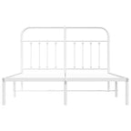 Metal Bed Frame without Mattress with Headboard White 135x190cm