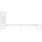 Metal Bed Frame without Mattress with Headboard White 135x190cm