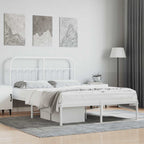 Metal Bed Frame without Mattress with Headboard White 135x190cm