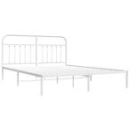 Metal Bed Frame without Mattress with Headboard White 183x213cm