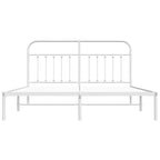 Metal Bed Frame without Mattress with Headboard White 183x213cm