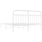 Metal Bed Frame without Mattress with Headboard White 183x213cm
