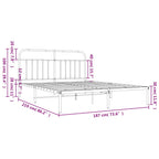 Metal Bed Frame without Mattress with Headboard White 183x213cm
