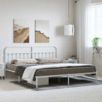 Metal Bed Frame without Mattress with Headboard White 183x213cm