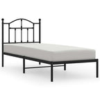 Metal Bed Frame without Mattress with Headboard Black 80x200cm