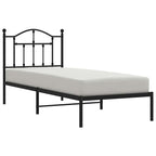 Metal Bed Frame without Mattress with Headboard Black 80x200cm