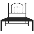 Metal Bed Frame without Mattress with Headboard Black 80x200cm
