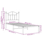 Metal Bed Frame without Mattress with Headboard Black 80x200cm