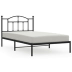 Metal Bed Frame without Mattress with Headboard Black 107x203cm