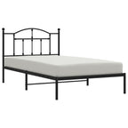 Metal Bed Frame without Mattress with Headboard Black 107x203cm