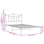 Metal Bed Frame without Mattress with Headboard Black 107x203cm
